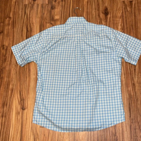 Peter Millar mens shirt large collar button down blue check short sleeve stretch - Picture 5 of 8